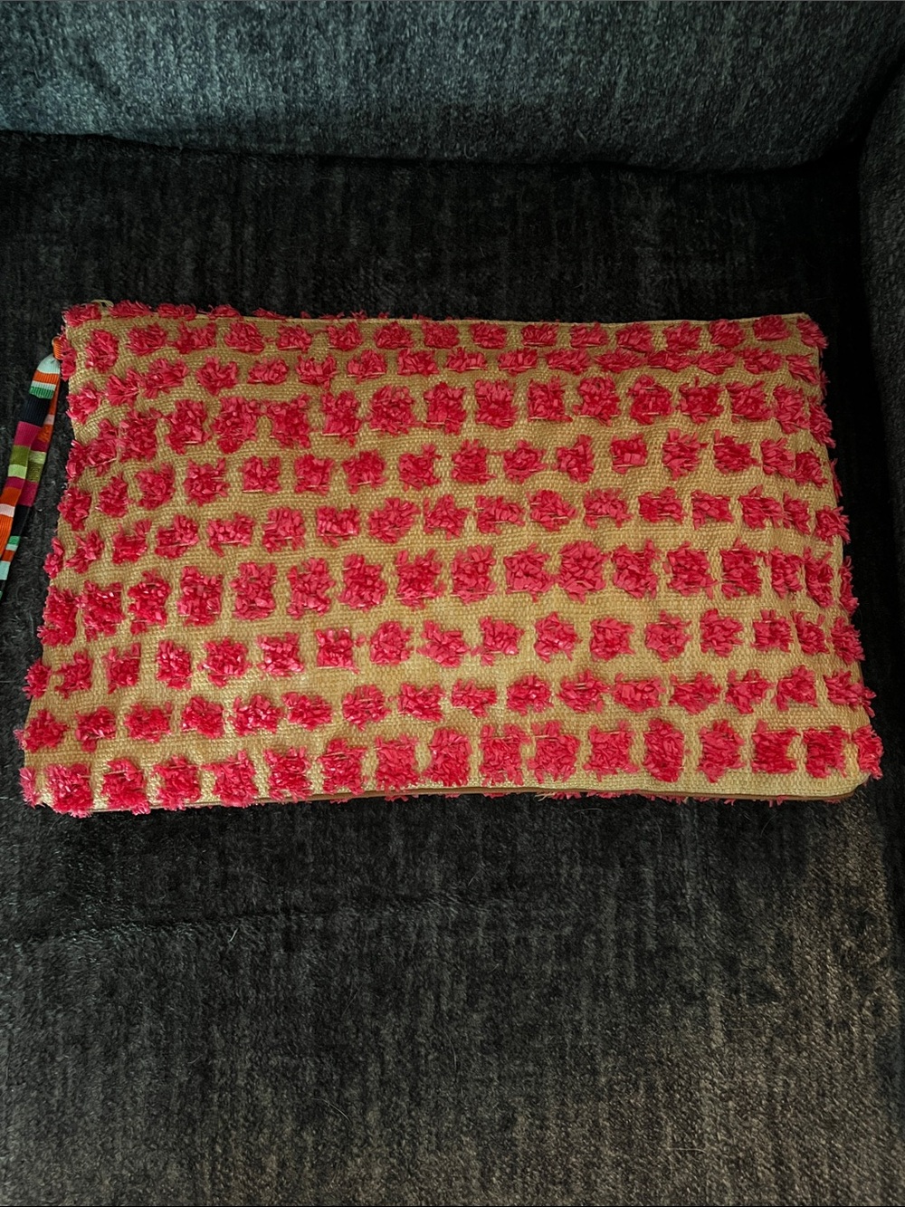 Miss Albright Specialty Anthropologie Pink and Tan Textured Zip Clutch